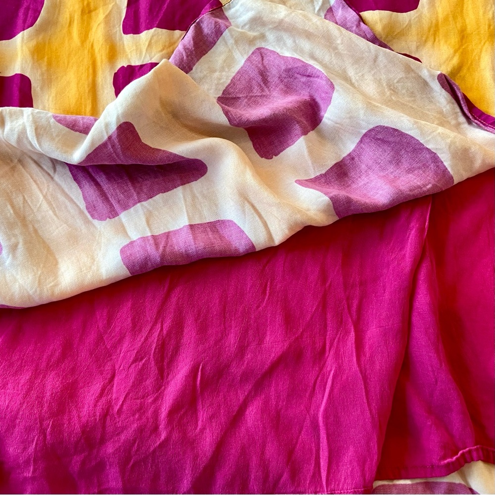 Anthropologie Pink and Yellow Square-Print Midi Slip Dress - Picture 13 of 15
